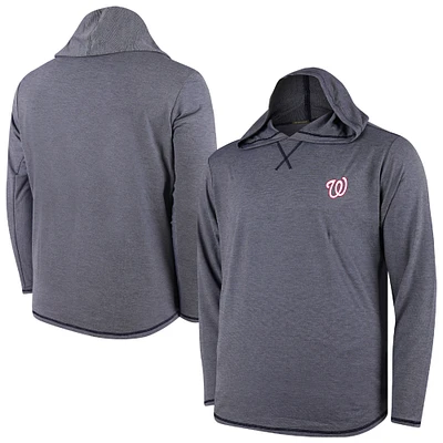 Men's  Navy Washington Nationals Butter Stripe Tri-Blend Long Sleeve Hoodie T-Shirt