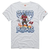 Men's Homage Mike Alstott Ash Tampa Bay Buccaneers Retro Angry Runs Tri-Blend T-Shirt