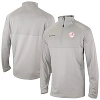 Men's Columbia Heather Gray New York Yankees Omni-Wick Rockin' It Raglan Quarter-Zip Top