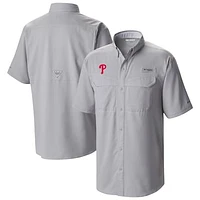 Men's Columbia  Gray Philadelphia Phillies Omni-Wick Low Drag Offshore Button-Up Shirt