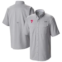 Men's Columbia  Gray Philadelphia Phillies Omni-Wick Low Drag Offshore Button-Up Shirt