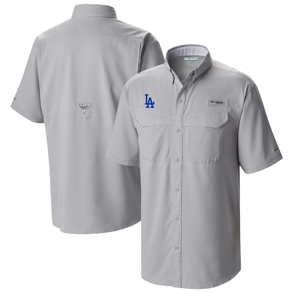 Men's Columbia Gray Los Angeles Dodgers Omni-Wick Low Drag Offshore Button-Up Shirt