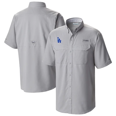 Men's Columbia  Gray Los Angeles Dodgers Omni-Wick Low Drag Offshore Button-Up Shirt