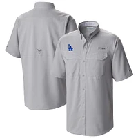 Men's Columbia  Gray Los Angeles Dodgers Omni-Wick Low Drag Offshore Button-Up Shirt