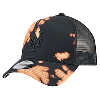 Men's New Era  Black New York Mets Bleached A-Frame 9FORTY Adjustable Hat