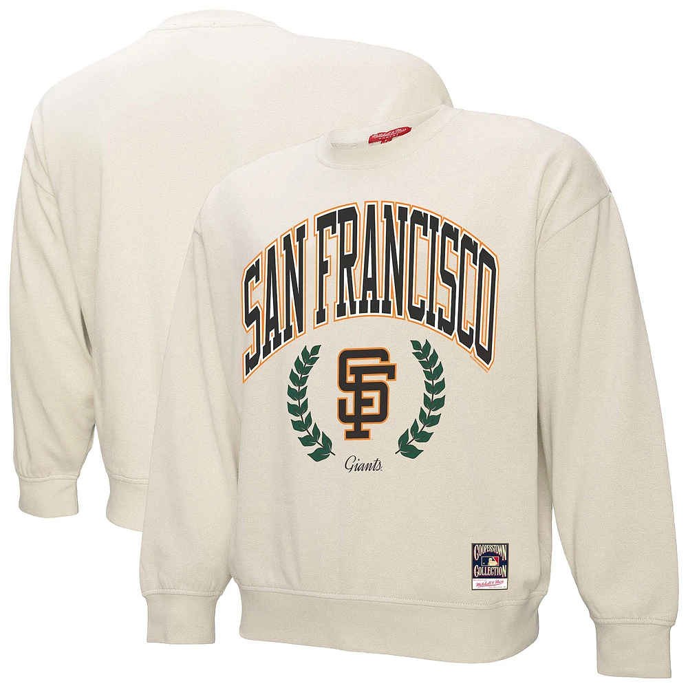 Women's Mitchell & Ness Cream San Francisco Giants Cooperstown Collection Laurel Pullover Sweatshirt