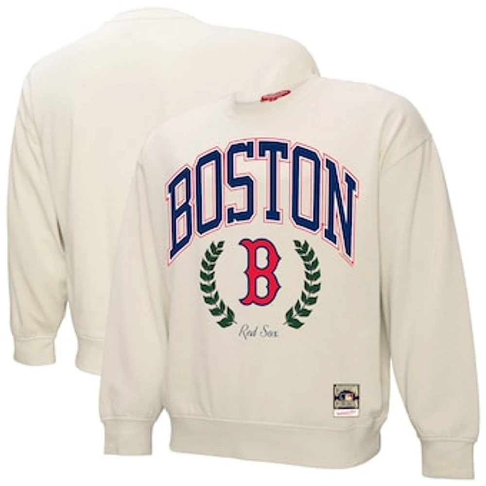 Women's Mitchell & Ness Cream Boston Red Sox Cooperstown Collection Laurel Pullover Sweatshirt