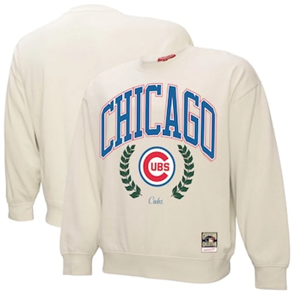 Women's Mitchell & Ness Cream Chicago Cubs Cooperstown Collection Laurel Pullover Sweatshirt