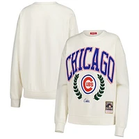 Women's Mitchell & Ness Cream Chicago Cubs Cooperstown Collection Laurel Pullover Sweatshirt