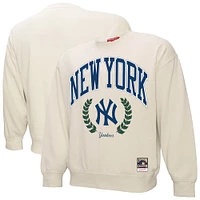 Women's Mitchell & Ness Cream New York Yankees Cooperstown Collection Laurel Pullover Sweatshirt