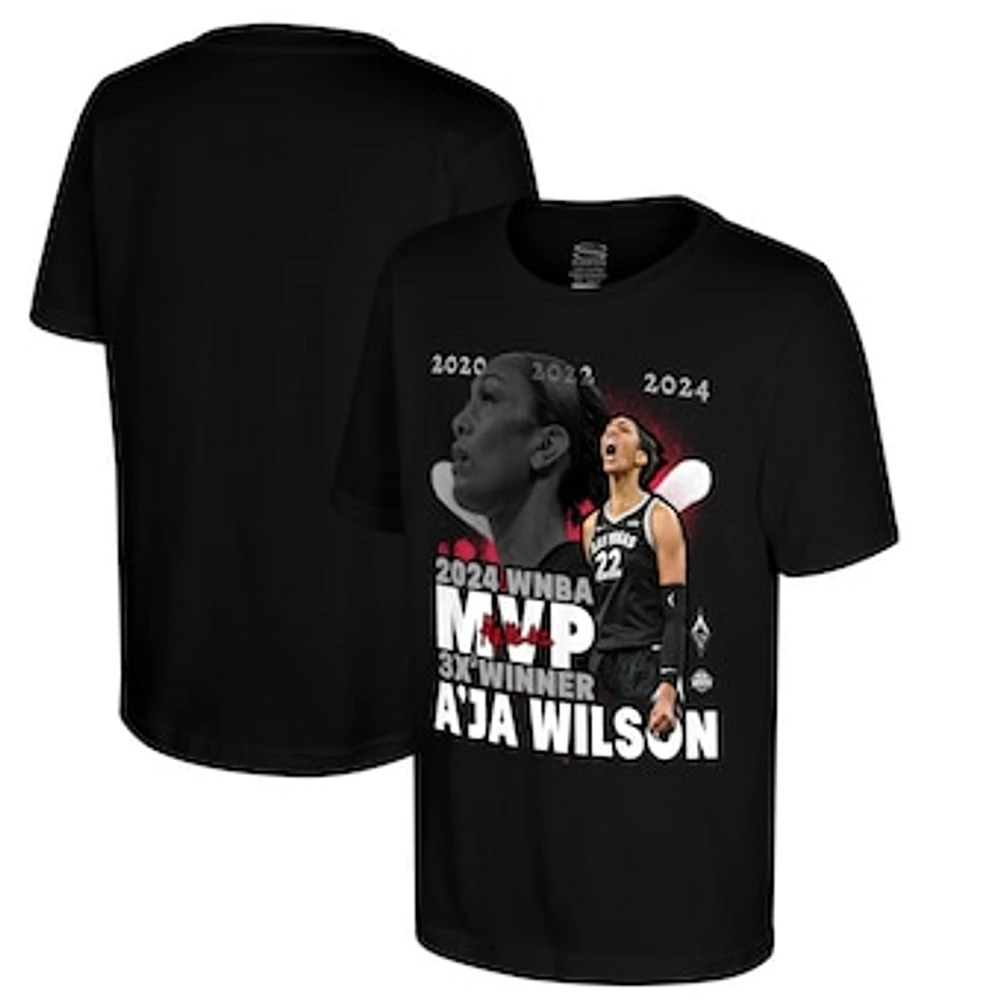 Youth Stadium Essentials A'ja Wilson Black Las Vegas Aces 2024 WNBA MVP T-Shirt