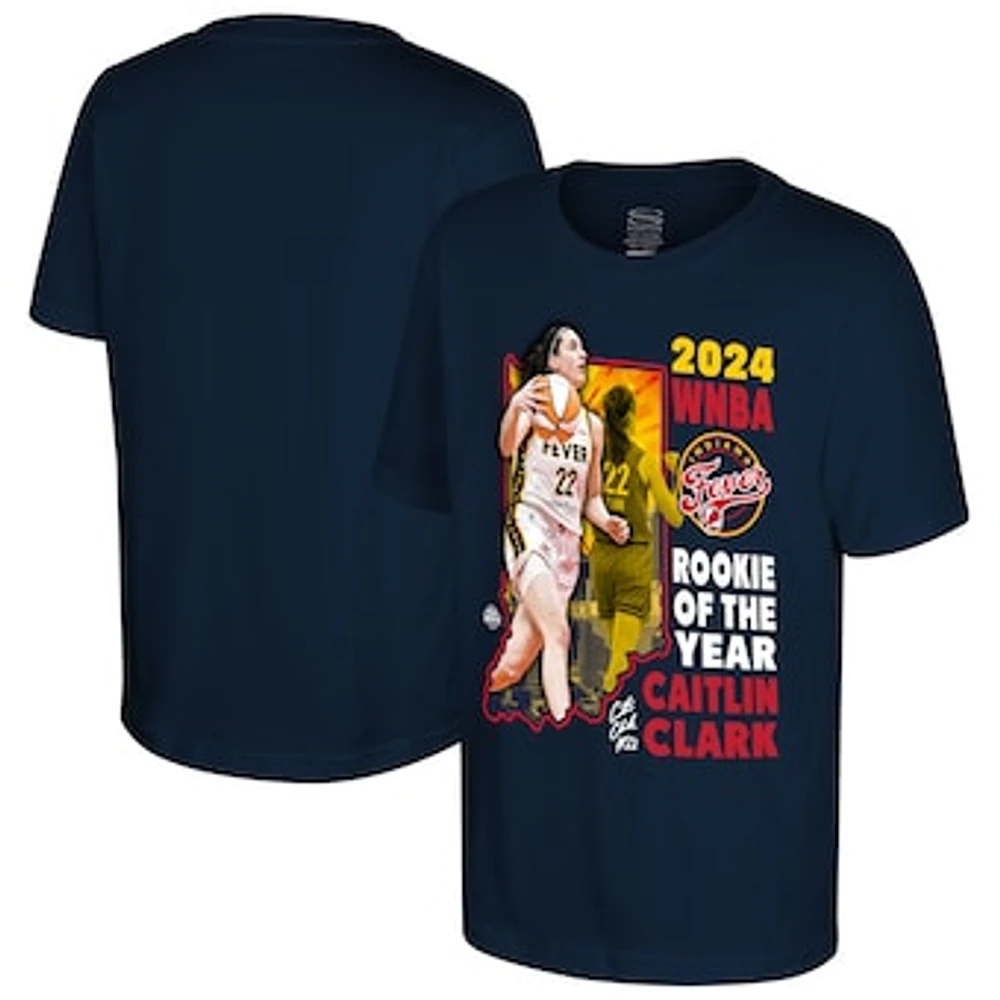 Youth Stadium Essentials Caitlin Clark Navy Indiana Fever 2024 WNBA Rookie of the Year T-Shirt