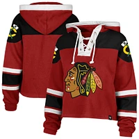 Women's '47 Red Chicago Blackhawks Cropped Superior Lacer Pullover Hoodie