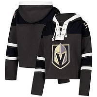 Women's '47 Charcoal Vegas Golden Knights Cropped Superior Lacer Pullover Hoodie