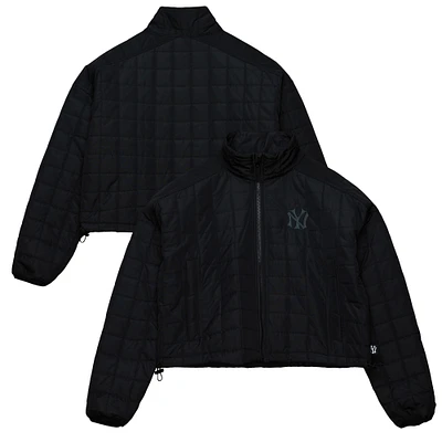 Women's Mitchell & Ness Black New York Yankees Quilted Puffer Full-Zip Jacket