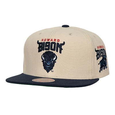 Men's Mitchell & Ness  Cream Howard Bison Chainstitch Hook Logo Snapback Hat