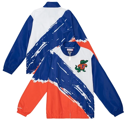 Men's Mitchell & Ness  White Florida Gators Paintbrush Full-Zip Windbreaker