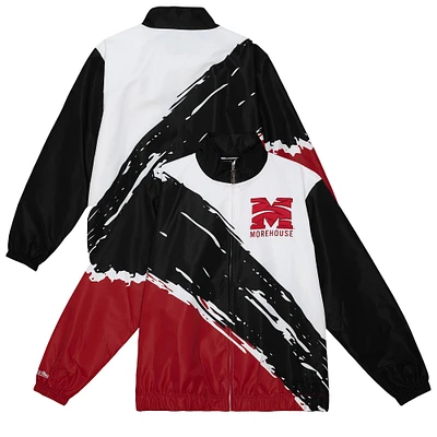 Men's Mitchell & Ness  White Morehouse Maroon Tigers Paintbrush Full-Zip Windbreaker