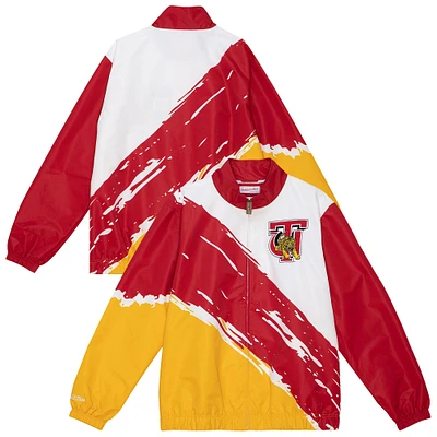 Men's Mitchell & Ness  White Tuskegee Golden Tigers Paintbrush Full-Zip Windbreaker