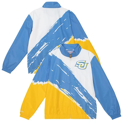 Men's Mitchell & Ness  White Southern University Jaguars Paintbrush Full-Zip Windbreaker