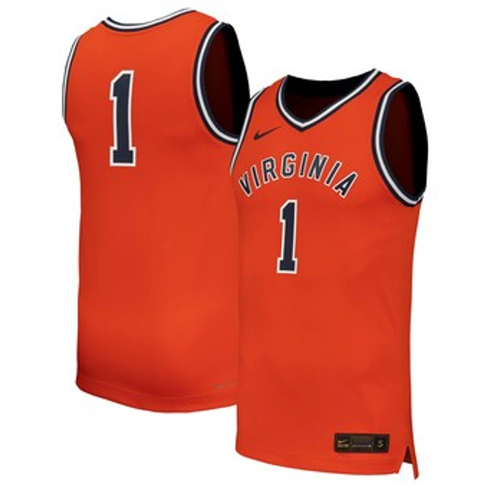 Men's Nike #1 Orange Virginia Cavaliers  Throwback Replica Basketball Jersey