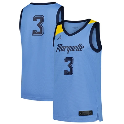 Men's Jordan Brand #3 Blue Marquette Golden Eagles Replica Basketball Jersey