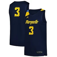 Men's Jordan Brand #3 Navy Marquette Golden Eagles Replica Basketball Jersey