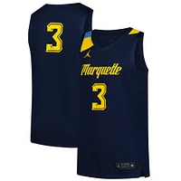 Men's Jordan Brand #3 Navy Marquette Golden Eagles Replica Basketball Jersey