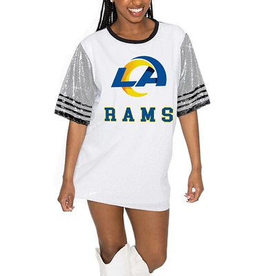 Women's Gameday Couture White/Gray Los Angeles Rams Bling It Full Sequin Jersey Dress