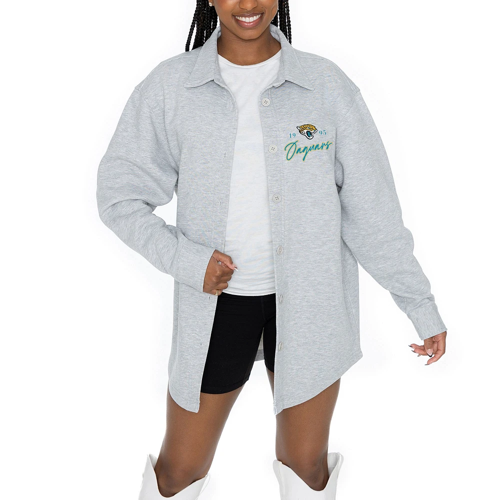 Women's Gameday Couture Ash Jacksonville Jaguars Full-Button Long Sleeve Overshirt