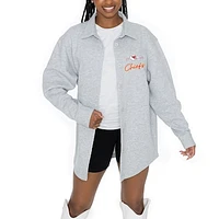 Women's Gameday Couture Ash Kansas City Chiefs Full-Button Long Sleeve Overshirt