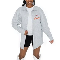 Women's Gameday Couture Ash Kansas City Chiefs Full-Button Long Sleeve Overshirt
