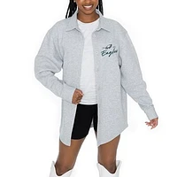 Women's Gameday Couture Ash Philadelphia Eagles Full-Button Long Sleeve Overshirt