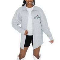 Women's Gameday Couture Ash Philadelphia Eagles Full-Button Long Sleeve Overshirt