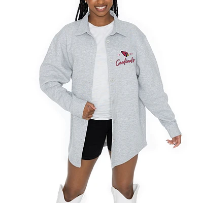 Women's Gameday Couture Ash Arizona Cardinals Full-Button Long Sleeve Overshirt