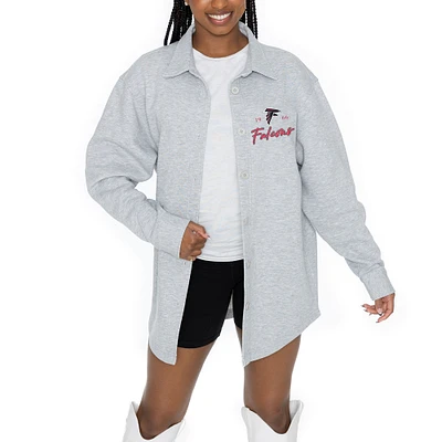 Women's Gameday Couture Ash Atlanta Falcons Full-Button Long Sleeve Overshirt