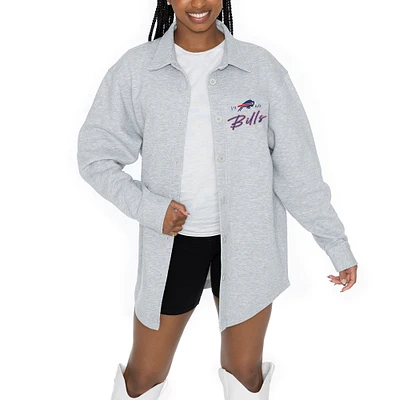 Women's Gameday Couture Ash Buffalo Bills Full-Button Long Sleeve Overshirt
