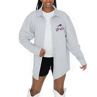 Women's Gameday Couture Ash Buffalo Bills Full-Button Long Sleeve Overshirt