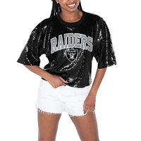 Women's Gameday Couture  Black Las Vegas Raiders Rise Up Sequin Cropped T-Shirt