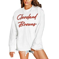 Women's Gameday Couture  White Cleveland Browns Classic Comeback Oversized Long Sleeve T-Shirt