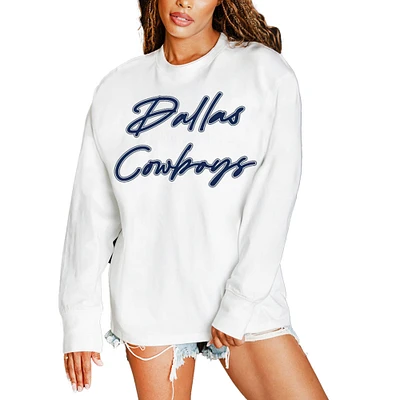 Women's Gameday Couture  White Dallas Cowboys Classic Comeback Oversized Long Sleeve T-Shirt