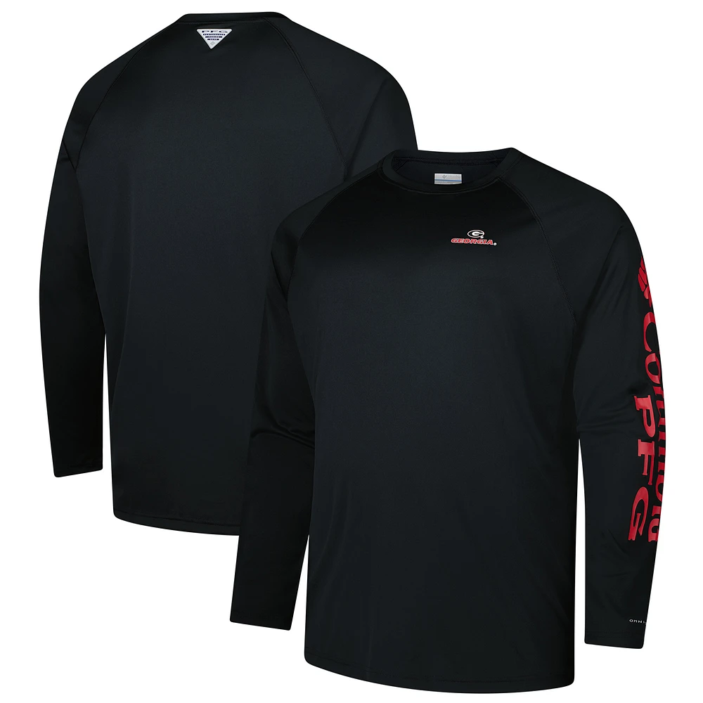 Men's Columbia Black Georgia Bulldogs Big & Tall Terminal Tackle Omni-Shade Long Sleeve T-Shirt