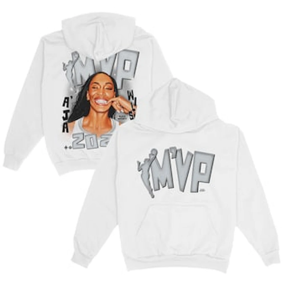 Unisex Playa Society A'ja Wilson White Las Vegas Aces 2024 WNBA MVP Pullover Hoodie