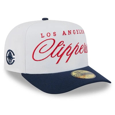 Men's New Era White/Navy LA Clippers 2025 NBA Draft A-Frame 59FIFTY Fitted Hat