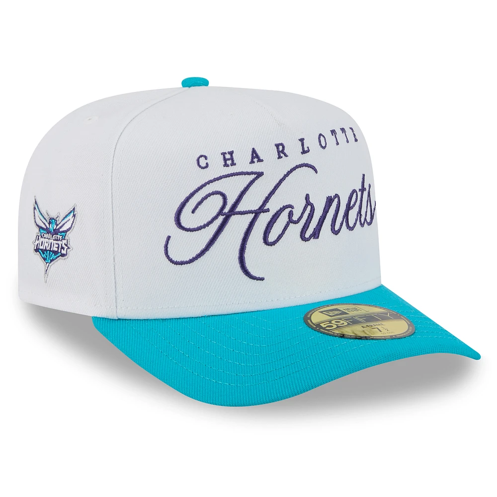 Men's New Era White/Teal Charlotte Hornets 2025 NBA Draft A-Frame 59FIFTY Fitted Hat