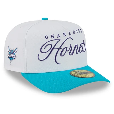 Men's New Era White/Teal Charlotte Hornets 2025 NBA Draft A-Frame 59FIFTY Fitted Hat