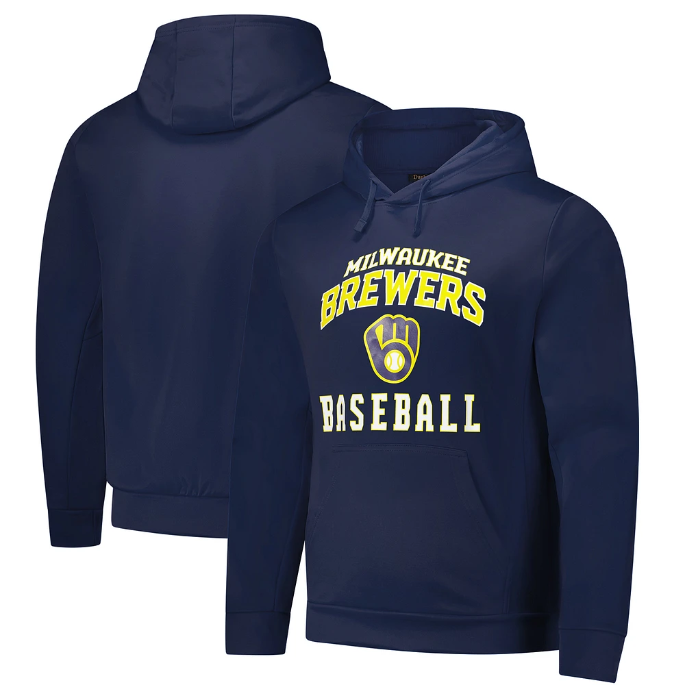 Men's Dunbrooke Navy Milwaukee Brewers Champion Pullover Hoodie