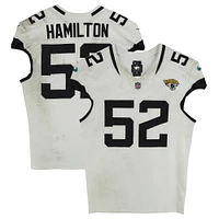 DaVon Hamilton Jacksonville Jaguars Game-Used #52 White Jersey vs. Cleveland Browns on September 15, 2024