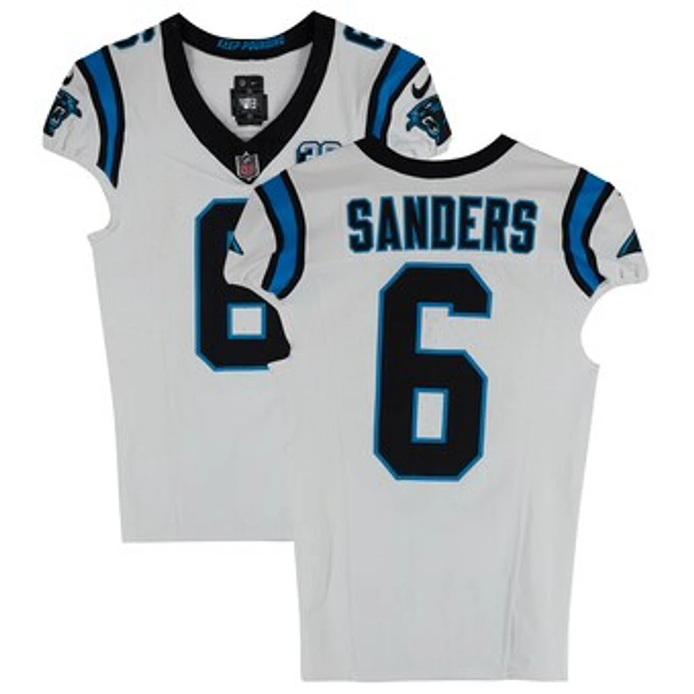 Miles Sanders Carolina Panthers Game-Used #6 White Nike Jersey vs. Los Angeles Chargers on September 15, 2024