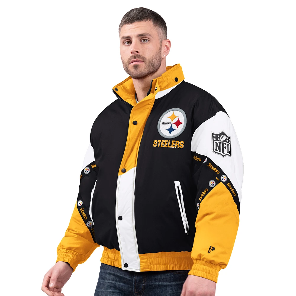 Men's Pro Player Black Pittsburgh Steelers Tape Full-Zip Hoodie Jacket